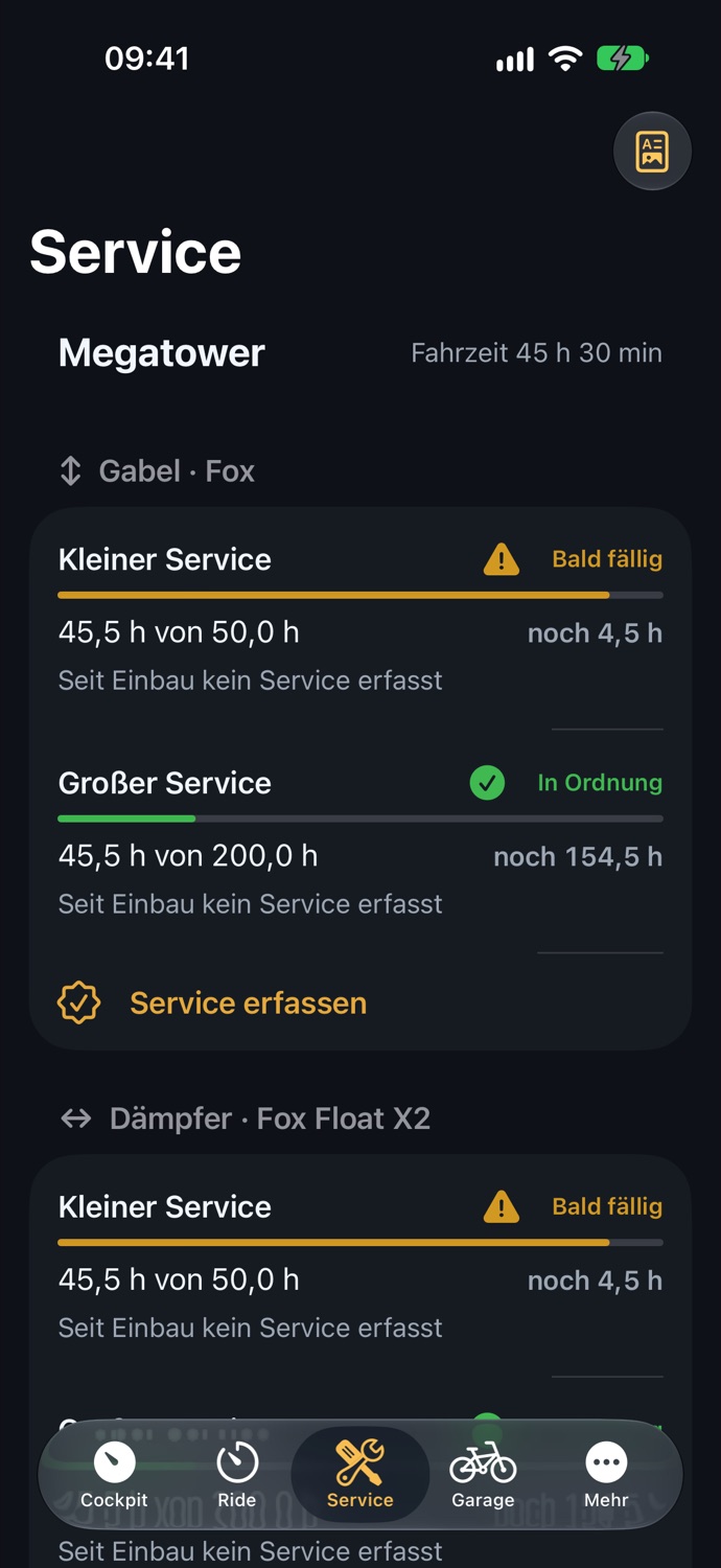 Service-Übersicht mit Ampel